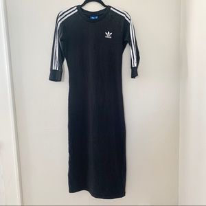 Adidas Adicolor Classics 3-Stripes Sporty Midi Dress - Black, Medium